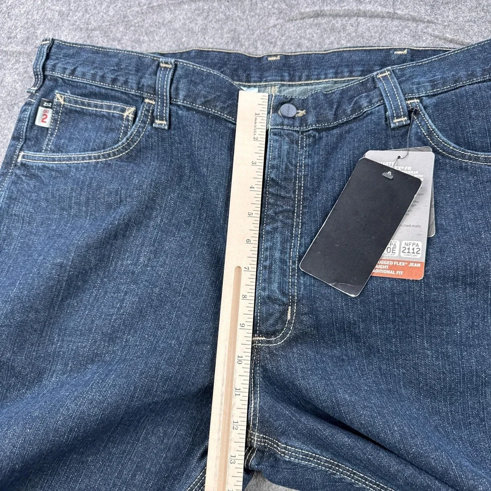 Carhartt FR Rugged Flex Jeans Mens 40x36 Blue Straight Traditional Fit Work